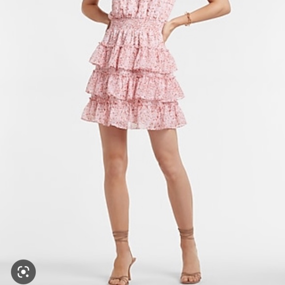 Printed Smocked Mock Neck Tiered Ruffle Dress - Picture 7 of 11